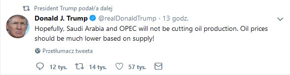 Trump przedłuża rekrdową serię spadków ropy