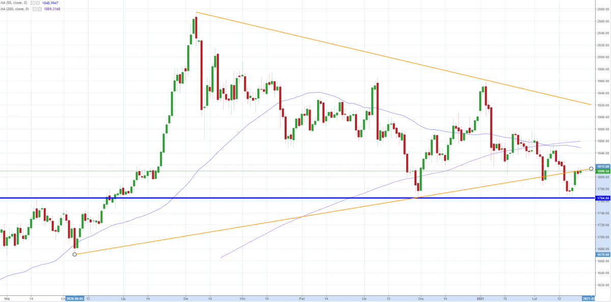 Notowania GOLD, interwał: D1, źródło: TMS Brokers