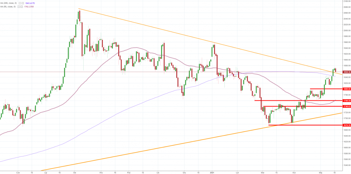 Notowania instrumentu GOLD, interwał: D1, źródło: TMS Brokers